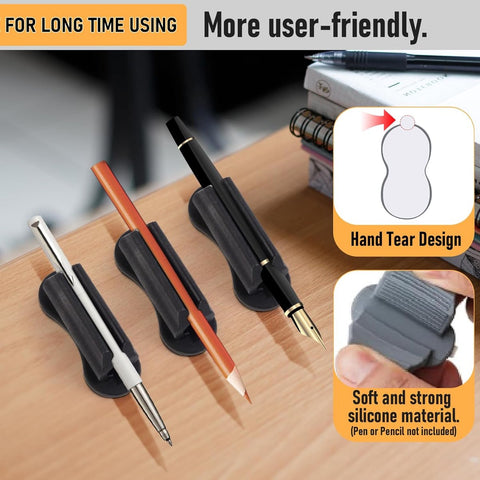 12 pieces - pen holder - pen holder for desk - self-adhesive silicone pen holder - for clipboard mounting in classroom - highlighter holder - pencil holder - for desk, classroom, office accessories - black, white and grey - 2*4.7 cm