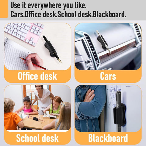 12 pieces - pen holder - pen holder for desk - self-adhesive silicone pen holder - for clipboard mounting in classroom - highlighter holder - pencil holder - for desk, classroom, office accessories - black, white and grey - 2*4.7 cm