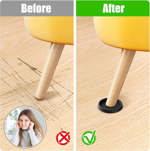 8 pieces - Furniture mats - 76*76*9 mm - 6.3 cm round furniture mat - anti-slip furniture protectors - rubber furniture protectors - for hardwood floors - floor protectors - for beds, cabinets, sofas, chairs and tables - black