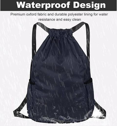 47*38*18cm - Drawstring bag - Drawstring backpack - large unisex sports backpack - with drawstring - gym bag - with two side pockets - backpack - sports bag - waterproof Oxford fabric backpack - waterproof travel bag - for beach, school, yoga, travel, out
