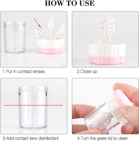 Lens case - 10 pieces - Contact lens holder - lens cleaning container - portable contact lens cleaner - contact lens cleaner - contact lens container cleaner - contact lens case - plastic - Manual contact lens cleaner - Travel storage set