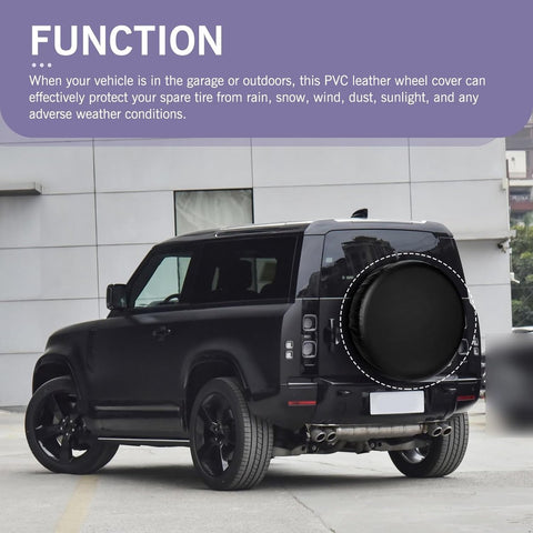 Tire cover - 15 inch - Tire covers - Spare tire cover - Tire dust cover - Spare wheel dust cover - Car tire protective cover - Spare wheel protective cover - Tire storage cover - PVC leather - Dust cover - suitable for tire diameters 70-75 cm - Black
