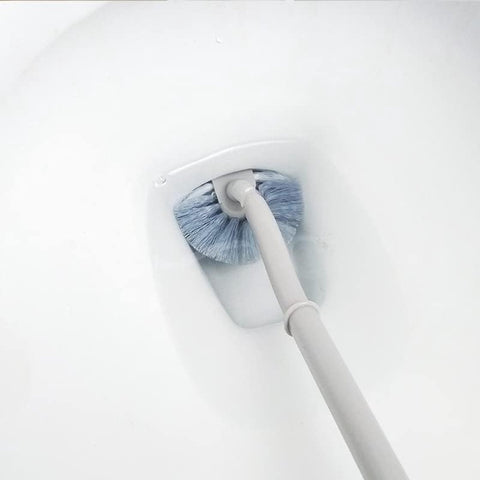 Toilet brush - 2 pieces - Toilet brush - Curved toilet brush - Toilet brush - With handle - Long handle - Universal - for deep cleaning, long plastic handle and flexible bristles - White