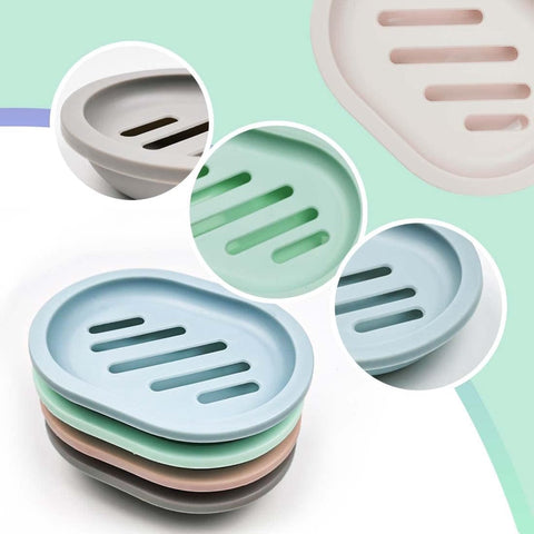 4-Piece Double-Layer Soap Holder - Soap Dish - Soap Holders - for Shower Soap Dish - Small Soap Dish - Portable Bar Soap Case - with Drain - Soap Dish - Plastic Soap Dish - for Bathroom Countertop, Kitchen, Toilet - Bathroom Accessories - Travel Soap Box