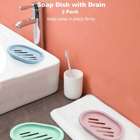 4-Piece Double-Layer Soap Holder - Soap Dish - Soap Holders - for Shower Soap Dish - Small Soap Dish - Portable Bar Soap Case - with Drain - Soap Dish - Plastic Soap Dish - for Bathroom Countertop, Kitchen, Toilet - Bathroom Accessories - Travel Soap Box