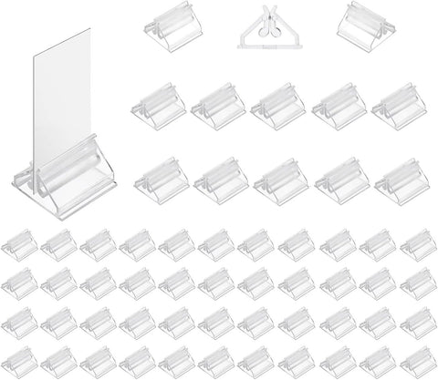 80 pieces - acrylic card holders - acrylic place card holders - reusable - transparent label holders - table menu holders - playing card holders - display stand - photo display - 2*2*1.3 cm - transparent