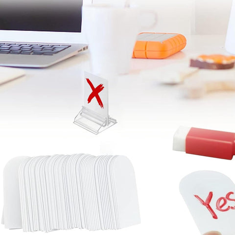 80 pieces - acrylic card holders - acrylic place card holders - reusable - transparent label holders - table menu holders - playing card holders - display stand - photo display - 2*2*1.3 cm - transparent