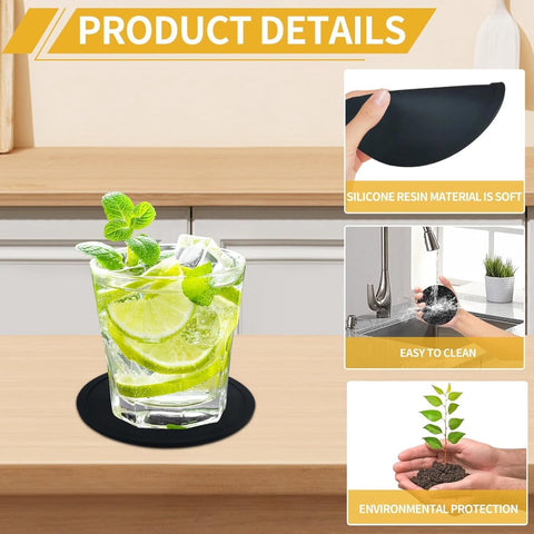 Silicone Coasters with Holder - Set of 20 - Coasters for Glasses - Coaster Set - Non-Slip Black Round Coasters - Insulated Coasters - Absorbent and Heat Resistant - for Bars, Cups, Glasses, Gifts, Table Decorations, Vases