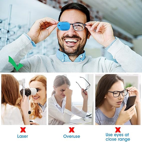 Pack of 12 Eye Patches for Glasses - Reusable Glasses Cases - Non-woven Fabric Eye Patches for Adults and Children - Suitable for lazy eye and strabismus - Left and Right Eye Patch.