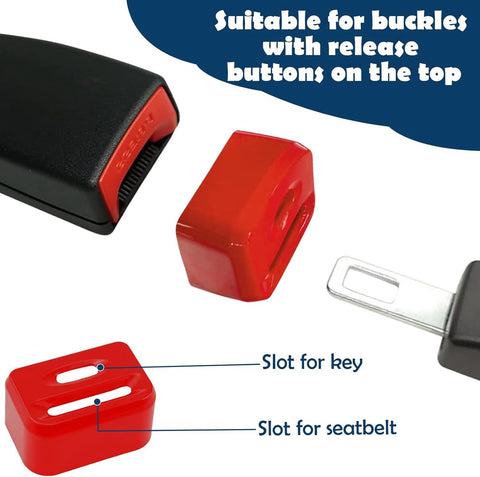 2 pieces - seat belt buckle protectors - car seat belt buckles - child seat belt buckle cover - safety belt lock for children - with 2 keys - child seat belt locks - seat belt accessories - for most cars (not for trucks) - red