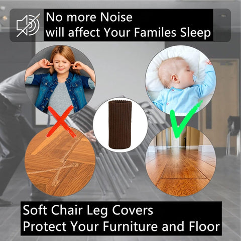 24 pieces furniture leg socks - Chair socks - brown furniture socks - chair leg floor protectors - Chair Leg Felt Pads - high elastic chair leg covers furniture caps set - easy to move and reduce noise - Furniture Leg - Anti-slip mat