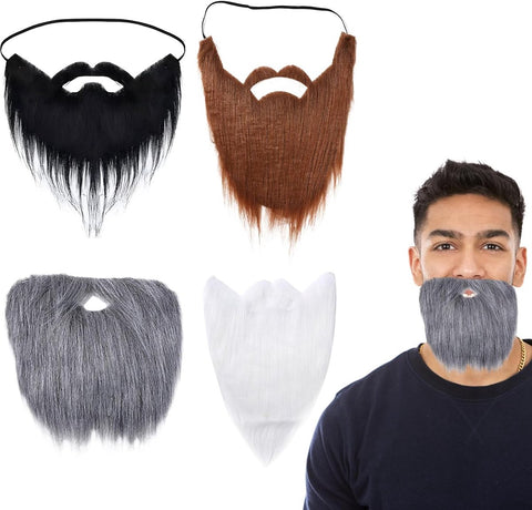 pieces - Fake beard - artificial beards - fake beards for parties - Halloween beards - Santa beards - adjustable elastic rope moustache props - role-playing accessories - for Halloween, Christmas, cosplay and party disguise