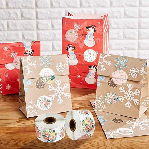 Label - 2 rolls (1000 pieces per roll) - Sealing sticker - Sealing sticker - Sticker - Flower stickers - Envelope sealing sticker - Gift sealing - Coded label stickers - self-adhesive labels - for gifts, wedding, birthday, party, packaging