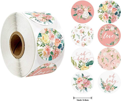 Label - 2 rolls (1000 pieces per roll) - Sealing sticker - Sealing sticker - Sticker - Flower stickers - Envelope sealing sticker - Gift sealing - Coded label stickers - self-adhesive labels - for gifts, wedding, birthday, party, packaging