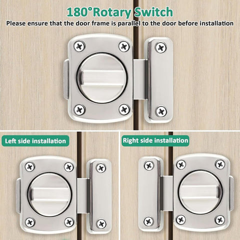 pieces - Door locks - swing door locks - zinc alloy door locks - bathroom door lock - security lock - door bolt - for home security, bathroom, bedroom, toilet - silver
