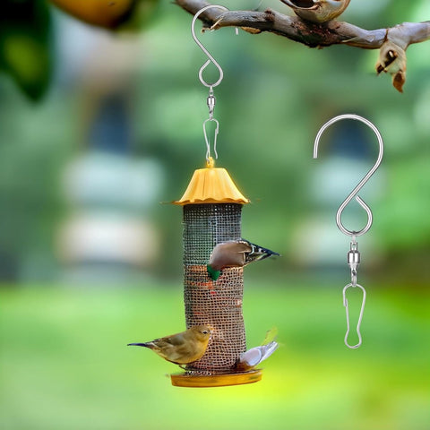 Set of 12 wind swivel hooks - Suitable for 360-degree hanging plants - Double 360-degree rotatability - Wind chimes, light clips - Bird feeders - Bird baskets - Bird baths - Hanging plant clips