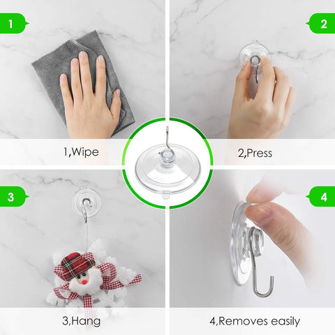 Suction Cup Hooks (20 Pieces) - Suction Cup Hooks - 1.77 Inch Clear Suction Cups - up to 3kg - with Metal Hooks - Threaded - Brute Strength - suction cup hooks - for Kitchen Bathroom Shower Wall Window Door - hanging hooks - suction cups sun protection -