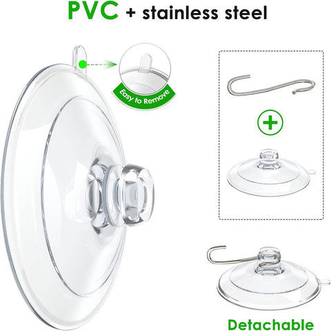 Suction Cup Hooks (20 Pieces) - Suction Cup Hooks - 1.77 Inch Clear Suction Cups - up to 3kg - with Metal Hooks - Threaded - Brute Strength - suction cup hooks - for Kitchen Bathroom Shower Wall Window Door - hanging hooks - suction cups sun protection -