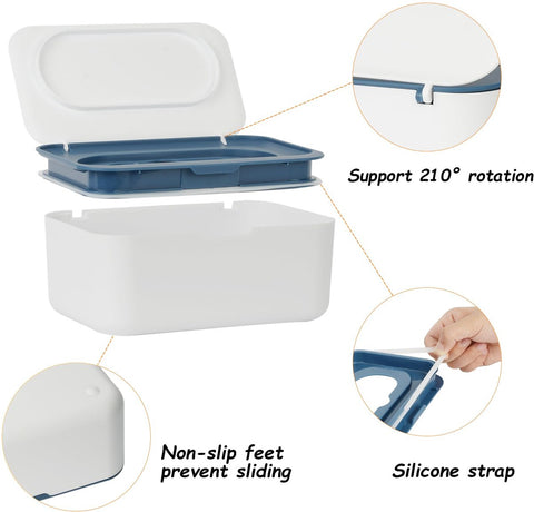Wet wipes dispenser - Wipe box - Wet toilet paper holder - Wet wipes storage box - Wipes dispenser - Wipe holder for baby & adult - Refillable wipe container - Keeps wipes fresh - Blue
