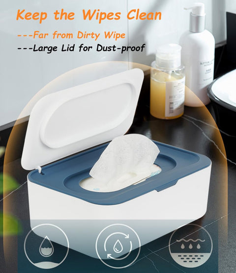 Wet wipes dispenser - Wipe box - Wet toilet paper holder - Wet wipes storage box - Wipes dispenser - Wipe holder for baby & adult - Refillable wipe container - Keeps wipes fresh - Blue