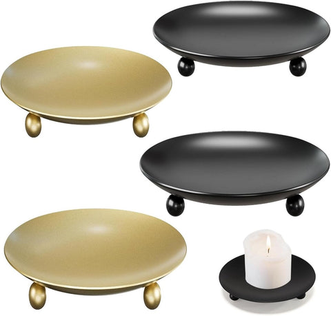 4 pieces - Candlestick - Candle holder - candle holder - metal candlestick - Christmas decorations - home decoration - candle accessories - storage rack - for table decorations for weddings, family reunions and decorations - 9*1.5 cm - gold, black