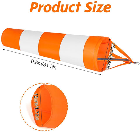 2 pieces - Wind indicator - Outdoor wind sock - Wind socks - Wind sack - Wind direction indicator - Weather vanes - Garden flag - Outdoor flag - outdoor wind sock - wind socks for the garden - orange and white - 80 cm