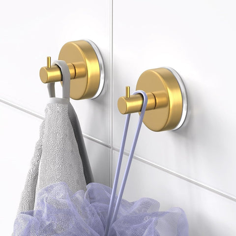 4 pieces - 6*6*5.5 cm - Suction cup hooks - Hooks with vacuum suction cup - towel hooks without drilling - waterproof - suction cup hook for shower, bathroom, kitchen, glass door - gold