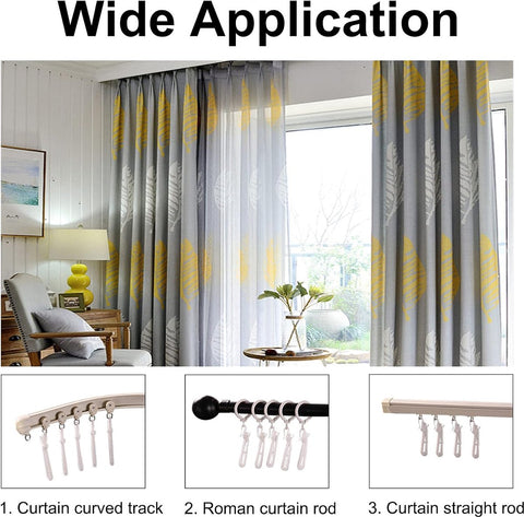 60 pieces - 8.5 cm - Curtain hook - Shower curtain hook - Plastic curtain hook - curtain clip hooks - curtain accessories - adjustable depth - pleated curtain clips - for door, shower curtains - white