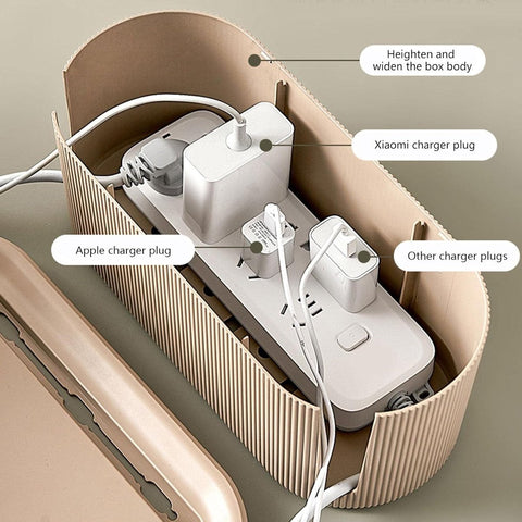 Cable management box - Cable cover box - Cable storage box - Cable storage - Cable management box - Cable management box - Cable storage box - Keep cables tidy - Desk Organizer - Storage Power Strip - Hideable Power Strips - Brown - 31×13.5×12.5cm