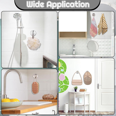 pieces - 6*6*5.5 cm - Suction cup hooks - Hooks with vacuum suction cup - towel hooks without drilling - waterproof - suction cup hook for shower, bathroom, kitchen, glass door - silver