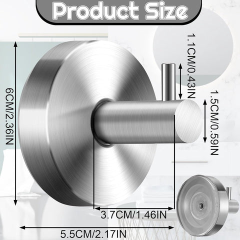 pieces - 6*6*5.5 cm - Suction cup hooks - Hooks with vacuum suction cup - towel hooks without drilling - waterproof - suction cup hook for shower, bathroom, kitchen, glass door - silver
