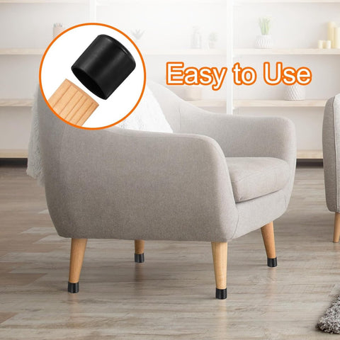 20 pieces - Chair Leg Caps - 32*32*34mm - furniture leg covers - Round rubber furniture leg protectors - Chair protector - floor protection - chair leg protectors - chair socks - for chair legs, table and sofa - black