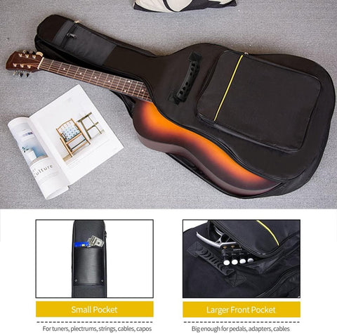 Classic guitar case - Acoustic guitar case - Backpack with exterior pocket and handles - Guitar backpack - Guitar case - Padded - Waterproof - For electric guitars - Black
