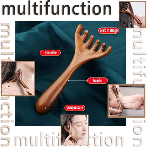 BOXOB 2pcs Wooden Head Massager, Portable Head Scratcher for Deep Relaxation Durable Wooden Comb Wooden Scalp Massager Gift for Family and Friends