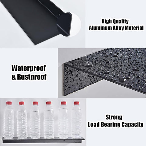 30*12*4 cm - Wall-mounted rack - Bathroom Shelves - Metal shelves - waterproof - small floating metal shelves - wall shelf - for bathroom, living room, bedroom, kitchen - with screws - black