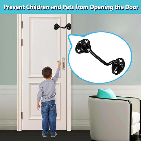 2 pieces - Wind hook - 6 inch - Wind hooks - Door hinges - Door bolt - Hinge - barn door hook - hook and eye bolt - cabin hooks and eye bolt - swivel window hook - door hooks - lock - for sliding door, bedroom, bathroom - 150*39 mm - black