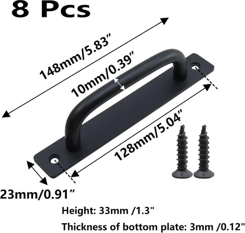 8 Pieces Door Handle - Kitchen Cabinet Handles - Cabinet Handles - Handles for Small Doors - 5" Hole in the Center Aluminum Alloy Cabinet Handles - Kitchen Cabinet Handle - For Drawer Cabinets, Cabinets, Kitchen, Wardrobe and Drawer Handles - Black