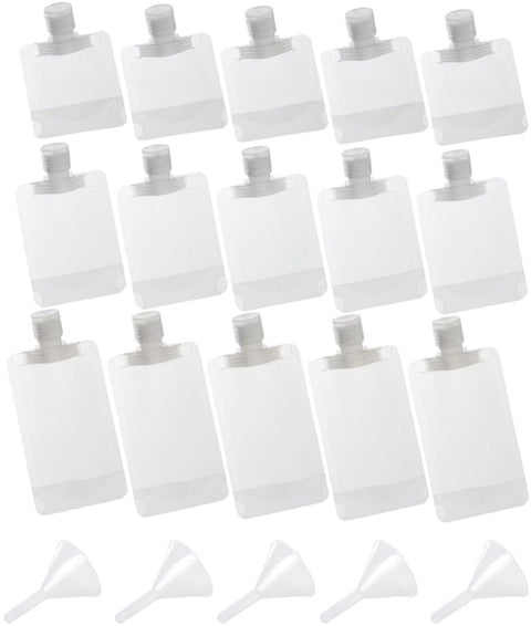 20 pieces - Travel-size Toiletries Bag - Travel Toiletries Containers - travel containers - refillable travel bottles - for cosmetics, lotions, shower gels, shampoos, travel essentials - 100 ml, 50 ml, 30 ml - with portable funnel - transparent