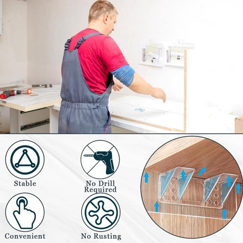 12 pieces Shelf brackets - Wall mounting brackets - punch-free shelf brackets - Transparent shelf brackets - Wall shelf bottom brackets - self-adhesive support shelf bracket - Shelf brackets - for kitchen cabinet shelves bookcase
