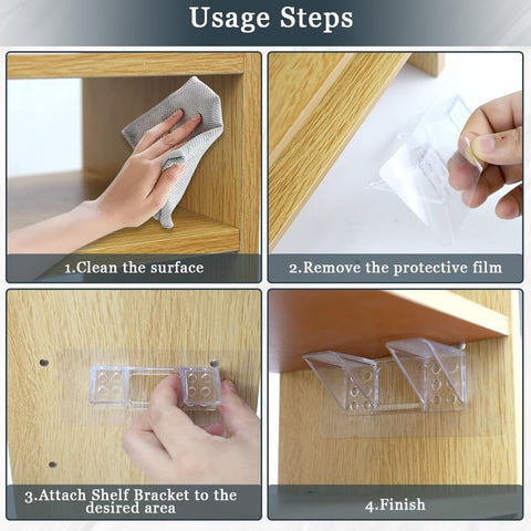 12 pieces Shelf brackets - Wall mounting brackets - punch-free shelf brackets - Transparent shelf brackets - Wall shelf bottom brackets - self-adhesive support shelf bracket - Shelf brackets - for kitchen cabinet shelves bookcase