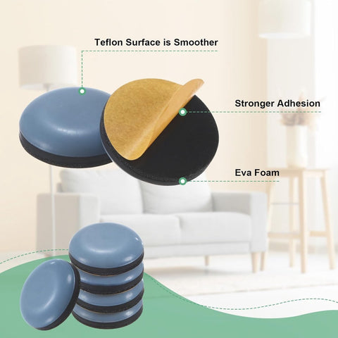 40 pieces - Furniture mats - Teflon furniture glides - Teflon furniture mats - Foot pads for table and chair - floor protectors - easy to move - for chairs, tables, sofas and beds - round - 20*20*5.5 mm