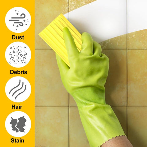 4 pieces - Cleaning sponge - Magic sponge - Duster sponge - Kitchen sponge - Cleaning brush - Cleaning tool - reusable - for cleaning curtains, glass, basements, mirrors and windows - grey, yellow