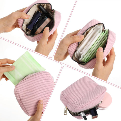 Toiletry Bag - Sanitary Pad Makeup Bag - Sanitary Pad Pouches - Menstrual Bags - Menstrual Pouches - Waterproof Zipper - Tampon Pouches - Napkin Pouches - Cosmetic Bag - Storage Bag - Makeup Bag - For Sanitary Pads, Tampons, Menstrual Cup - Pink