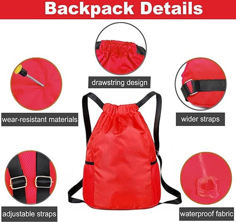 47*38*18cm - Drawstring bag - Drawstring backpack - large unisex sports backpack - with drawstring - gym bag - with two side pockets - backpack - sports bag - waterproof Oxford fabric backpack - waterproof travel bag - for beach, school, travel, outdoor s