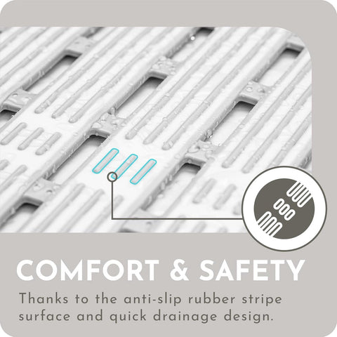 Shower mat - 40*68 cm - Non-slip shower mat - Bath mat - with suction cups and drainage holes - non-slip bath mats - for use in the bath, shower tray, or bathroom tiles - easy to cut and dry - for the elderly, children, and pets - white & grey