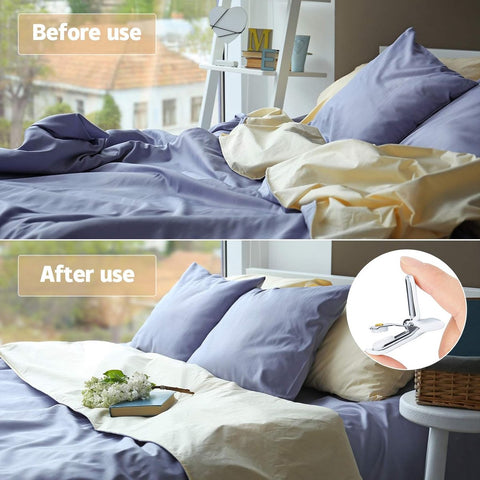 12 pieces - Duvet clips - Quilted duvet clips - with foam and metal - Duvet clamps - Duvet pegs - Clamps - Clips - Sturdy duvet clips - Bedding accessories - for duvets, blankets and sheets - white