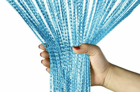 99*199 cm - Fly curtain - Screen door - Door curtain - Window decoration - with tassels - wardrobe curtain - door cord - curtains - mosquito net - for doorway, interior decoration - blue