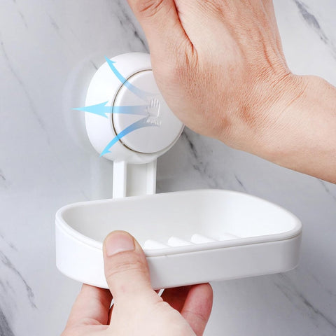 Soap holder - Soap dish with suction cup - Soap holder - Soap dish - Soap box - self-draining soap dish - suction cup soap holder - no drilling - reusable - bathroom accessories - for shower, bathroom, kitchen sink - 11.5*8.5*14 cm - white