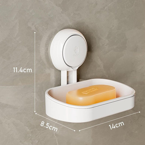 Soap holder - Soap dish with suction cup - Soap holder - Soap dish - Soap box - self-draining soap dish - suction cup soap holder - no drilling - reusable - bathroom accessories - for shower, bathroom, kitchen sink - 11.5*8.5*14 cm - white