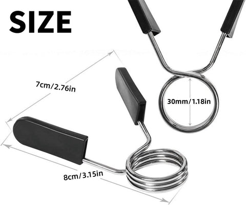pieces - Barbell Clamp - 3 cm - Spring Barbell Clamp - Dumbbell Clip - Spring Clips for Weights - Barbell Bars - Clamp Ring - Spring Clips - Locking Clip Ring Bodybuilding - for Weightlifting, Training Barbell, Bars, Plates, Gym - Black